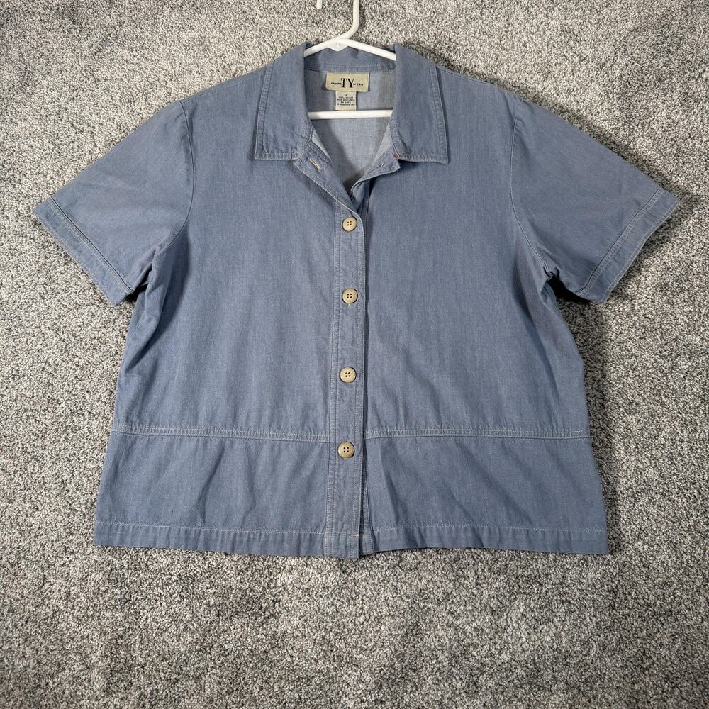 Vintage 90s Original TY Wear Chambray Shirt 14 Normcore Workwear Coastal Grandma